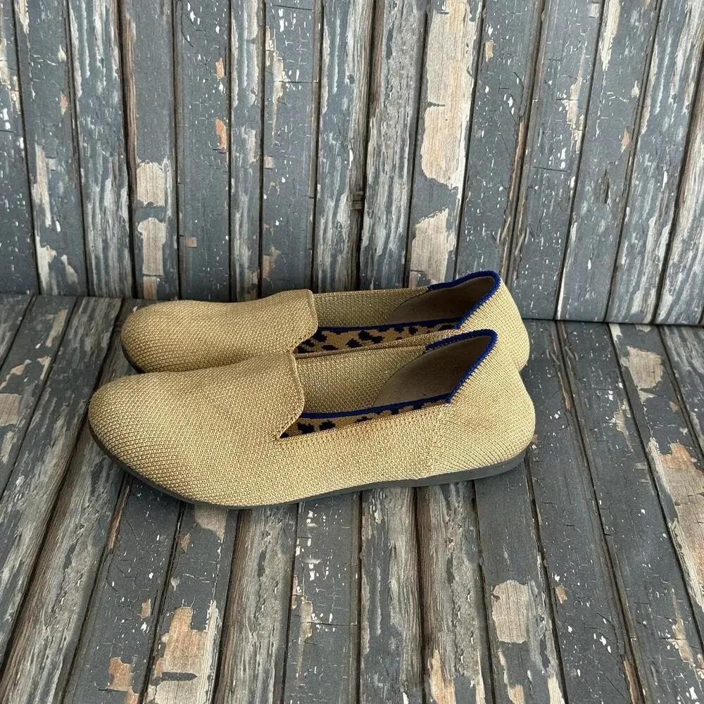 Rothy's Gold Knit Ballet Flats Shoes, Girls Size 1, Round Toes Slip-On Flats
